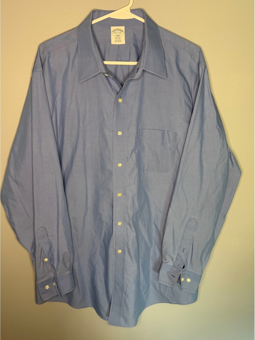 Brooks Brothers Regent Blue Cotton Button-Up Shirt 17 1/2 - 4/5